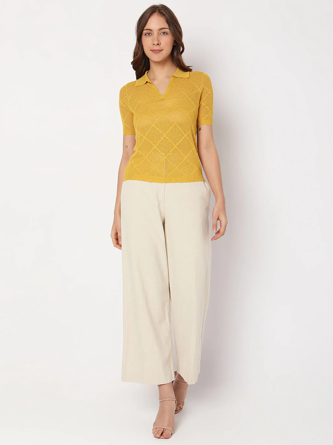 Yellow Metallic Knitted Top - Image 5