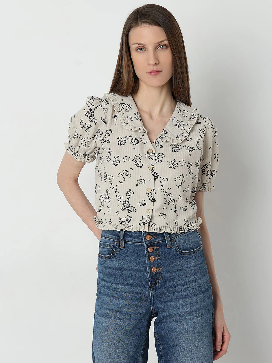 Light Beige Printed Shirt - Image 2
