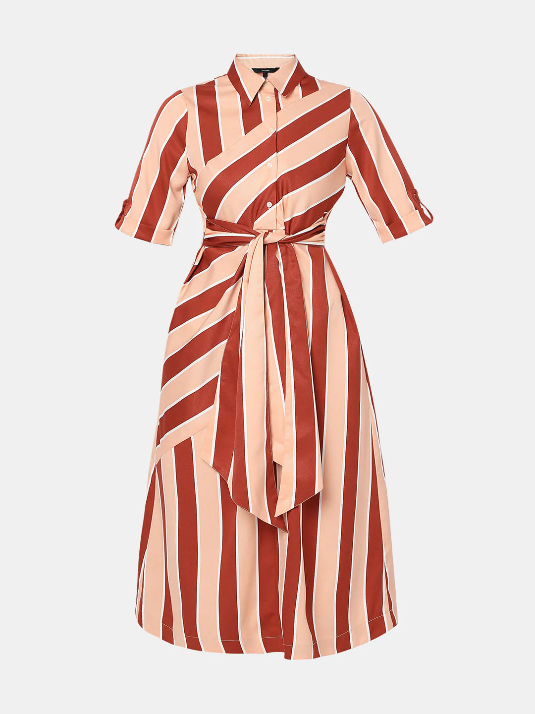 Orange Striped Midi Dress - Image 6
