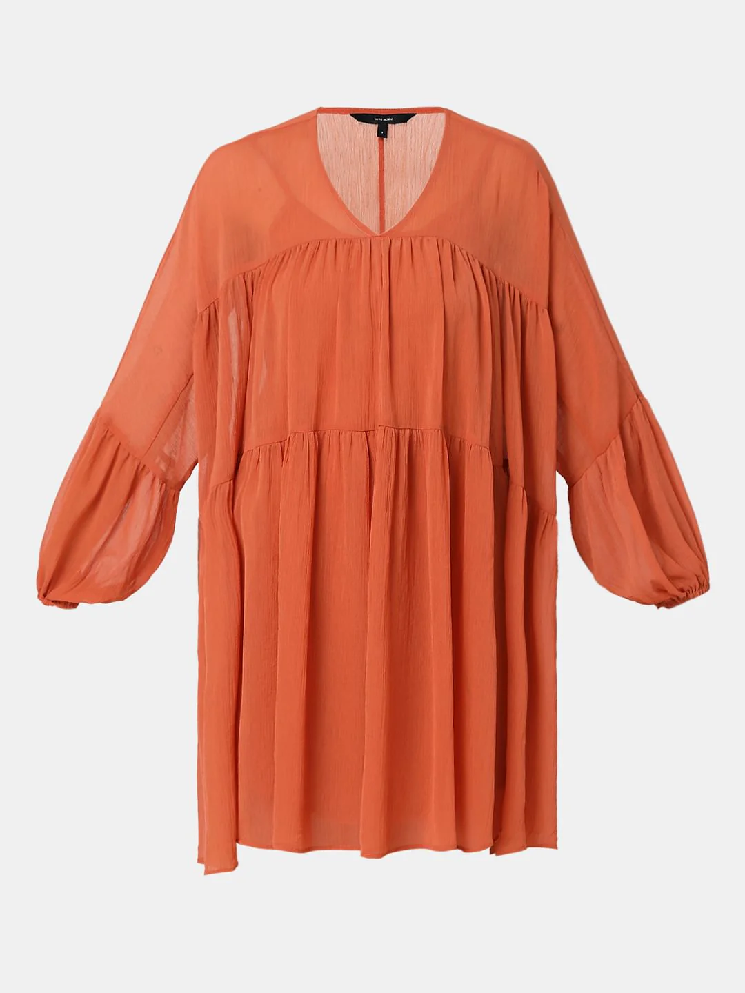 Orange Tiered Shift Dress - Image 7