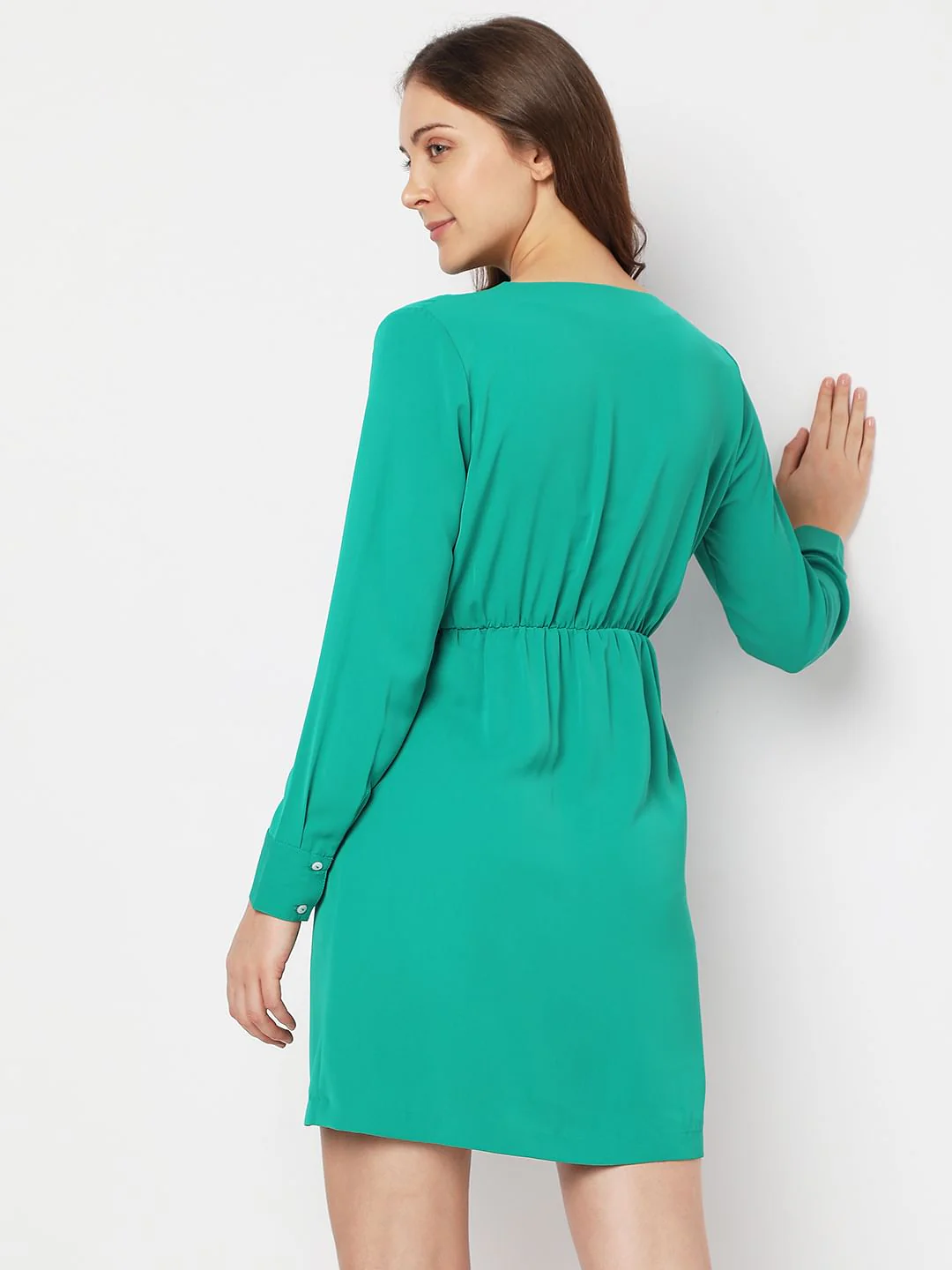 Green Tie-Up Mini Dress - Image 4
