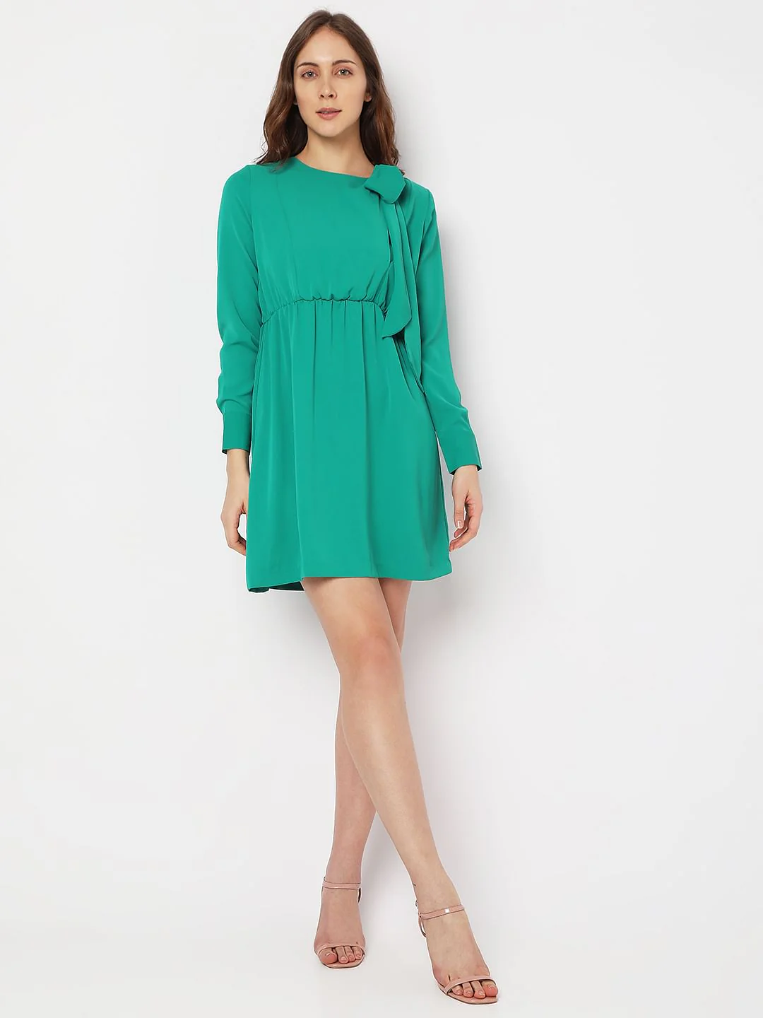 Green Tie-Up Mini Dress - Image 5