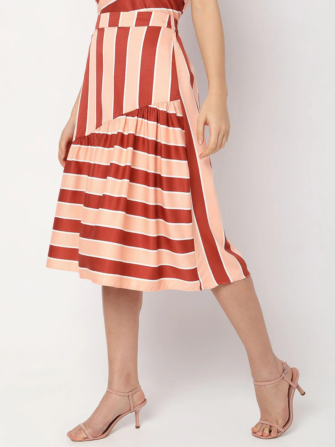 Peach Striped Midi Co-Ord Skirt - Image 3