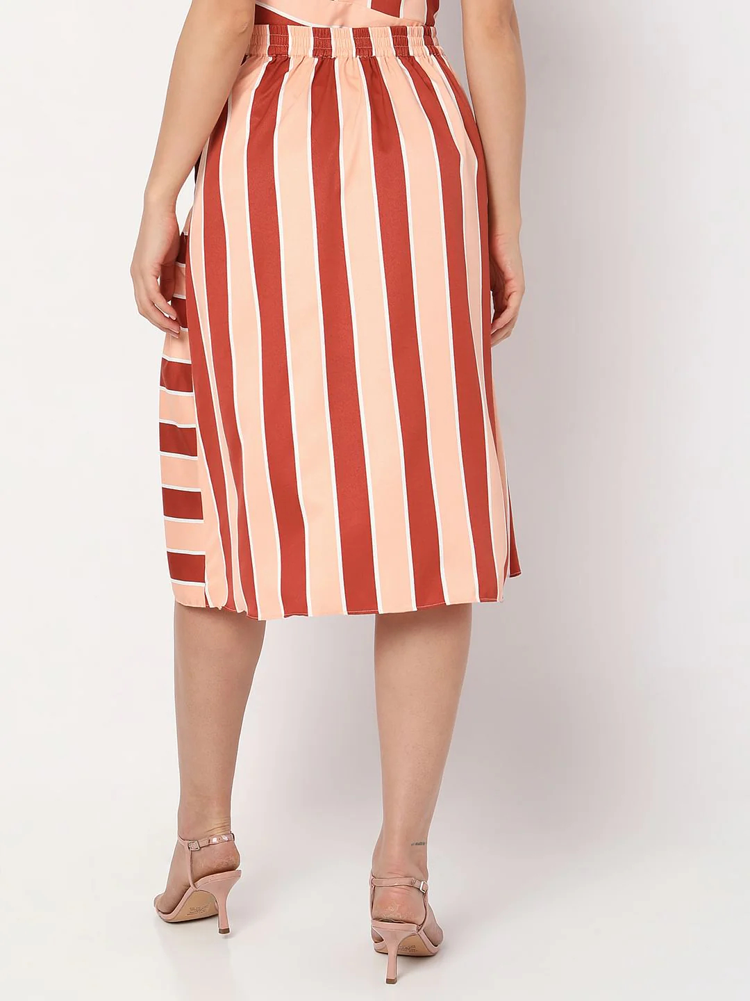Peach Striped Midi Co-Ord Skirt - Image 4