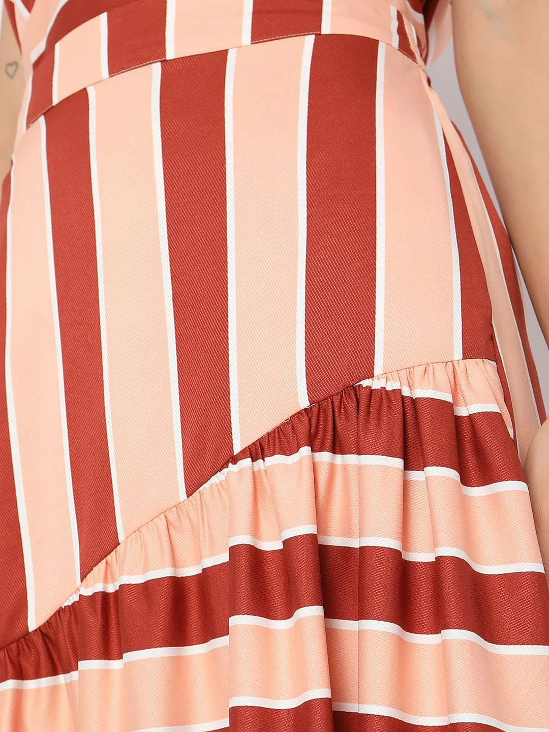 Peach Striped Midi Co-Ord Skirt - Image 5