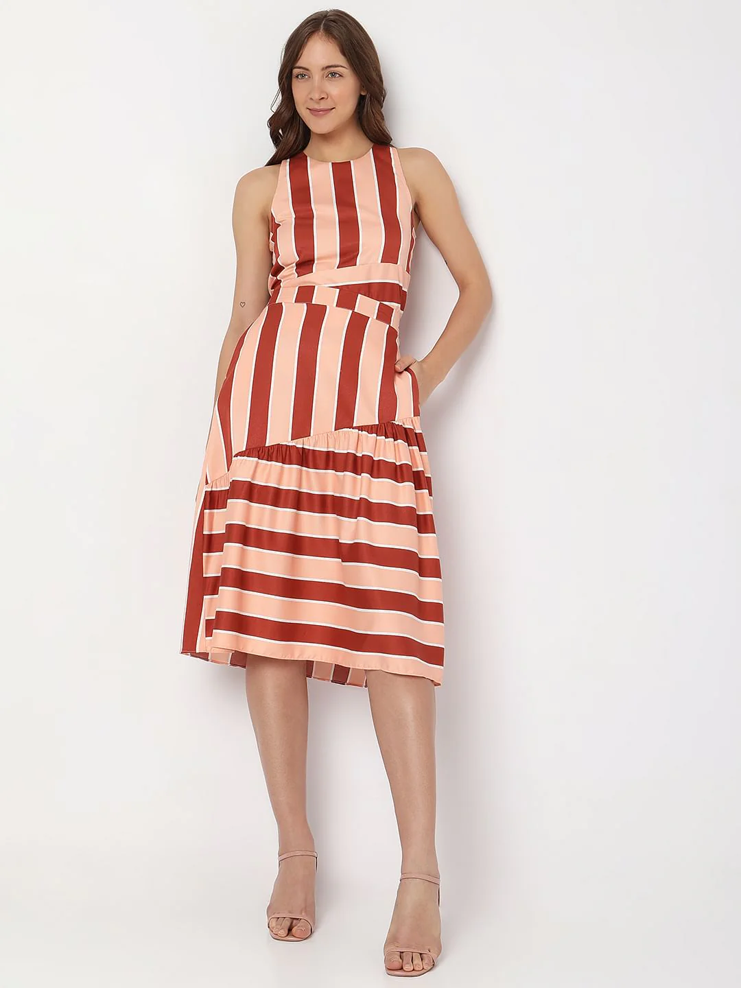 Peach Striped Midi Co-Ord Skirt - Image 6