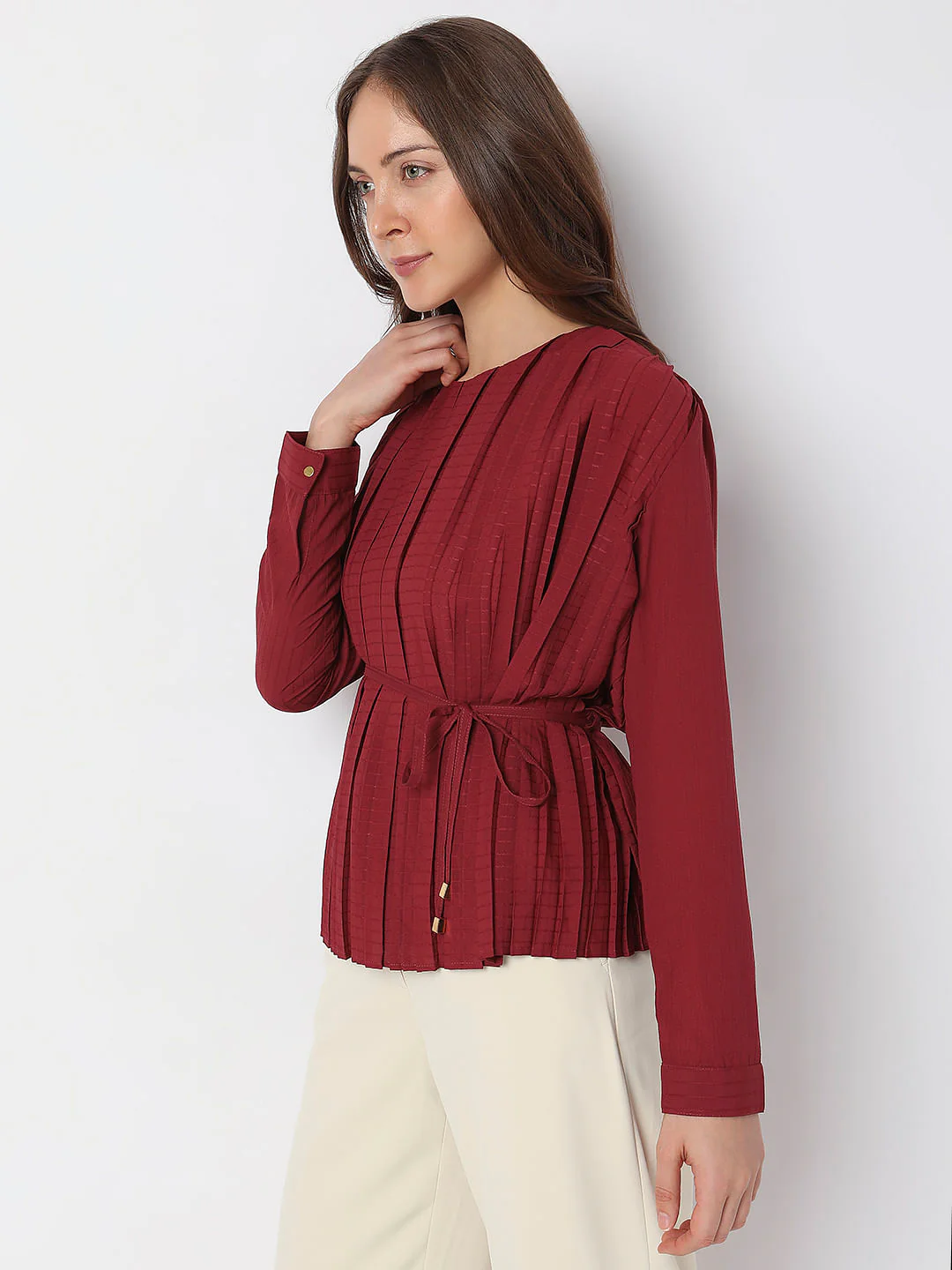 Brick Red Pleated Top - Image 3