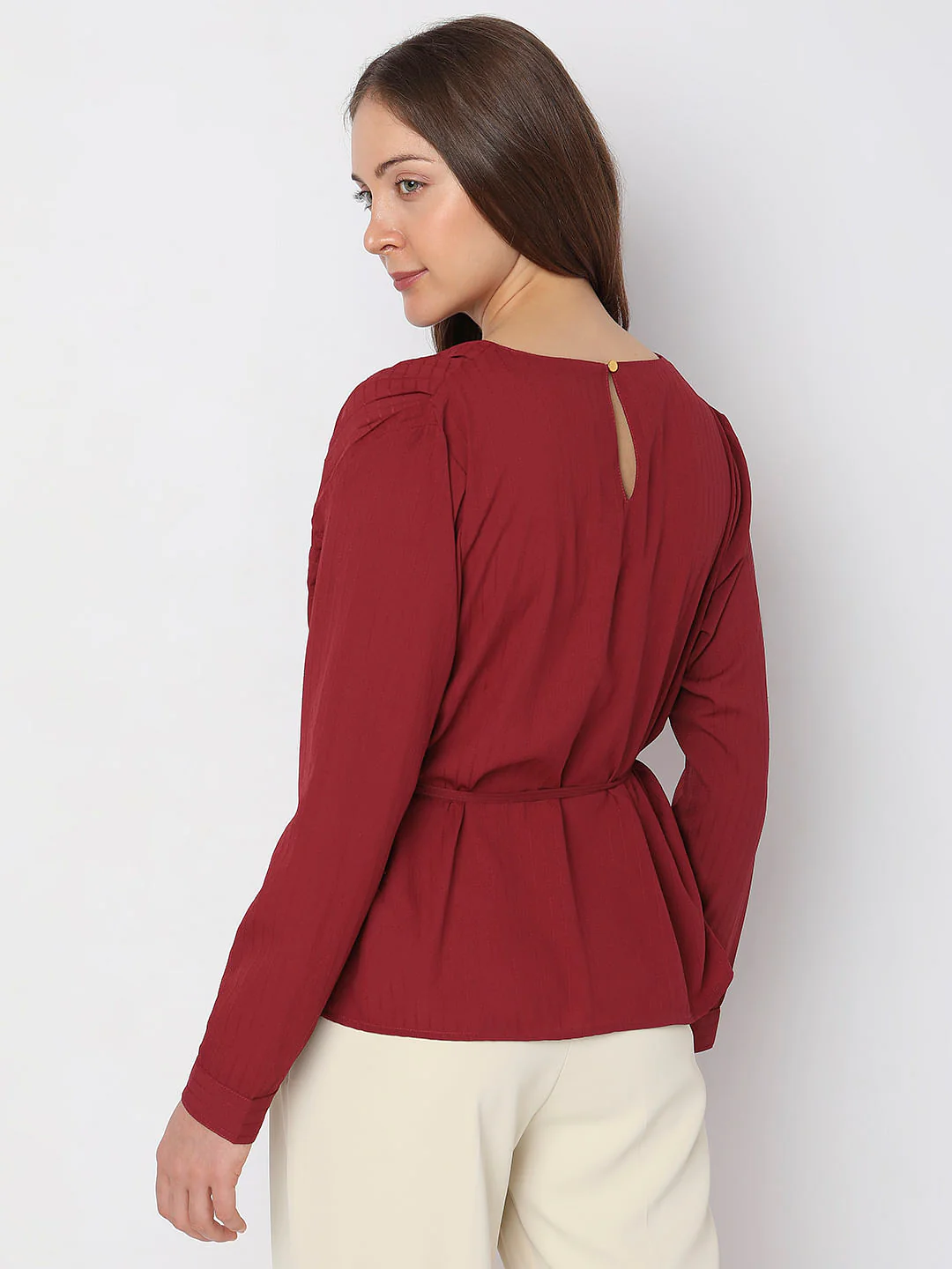 Brick Red Pleated Top - Image 4