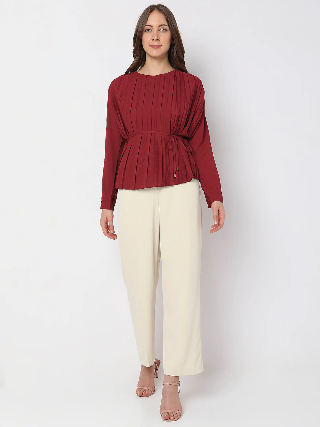 Brick Red Pleated Top - Image 5