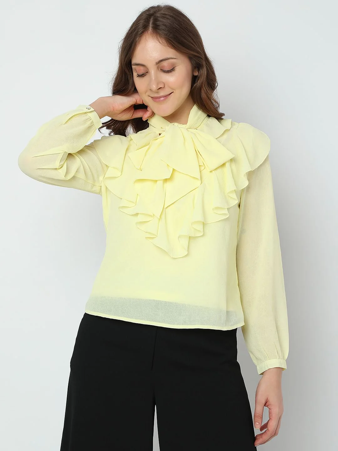 Yellow Ruffle Detail Top - Image 2