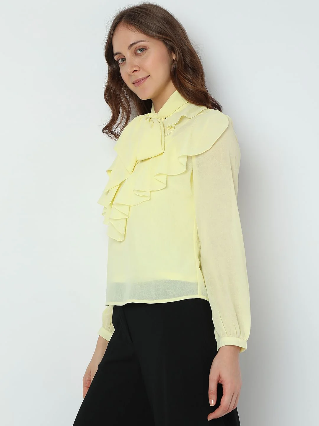 Yellow Ruffle Detail Top - Image 3
