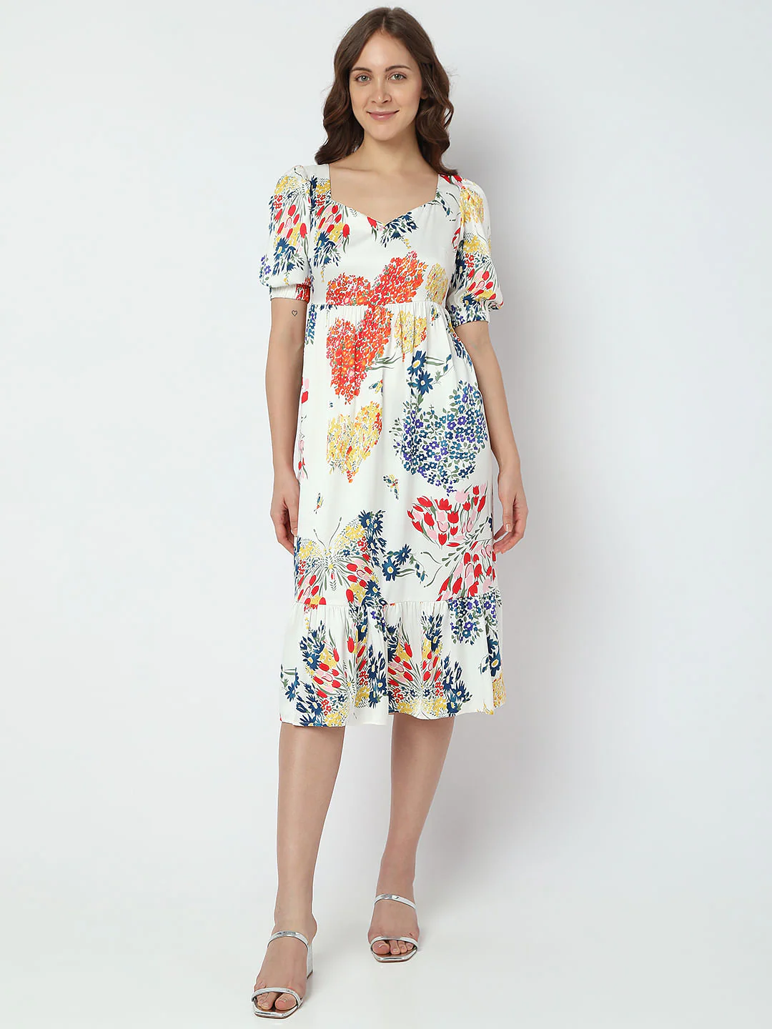 White Floral Midi Dress - Image 2