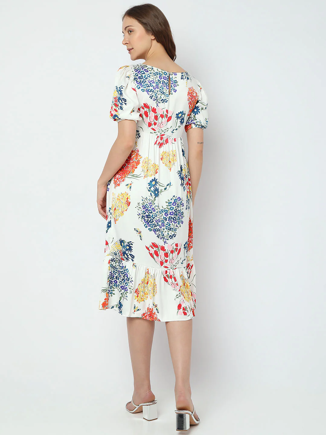 White Floral Midi Dress - Image 4