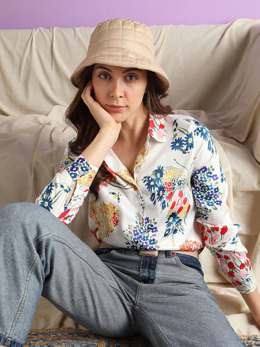 White Floral Shirt