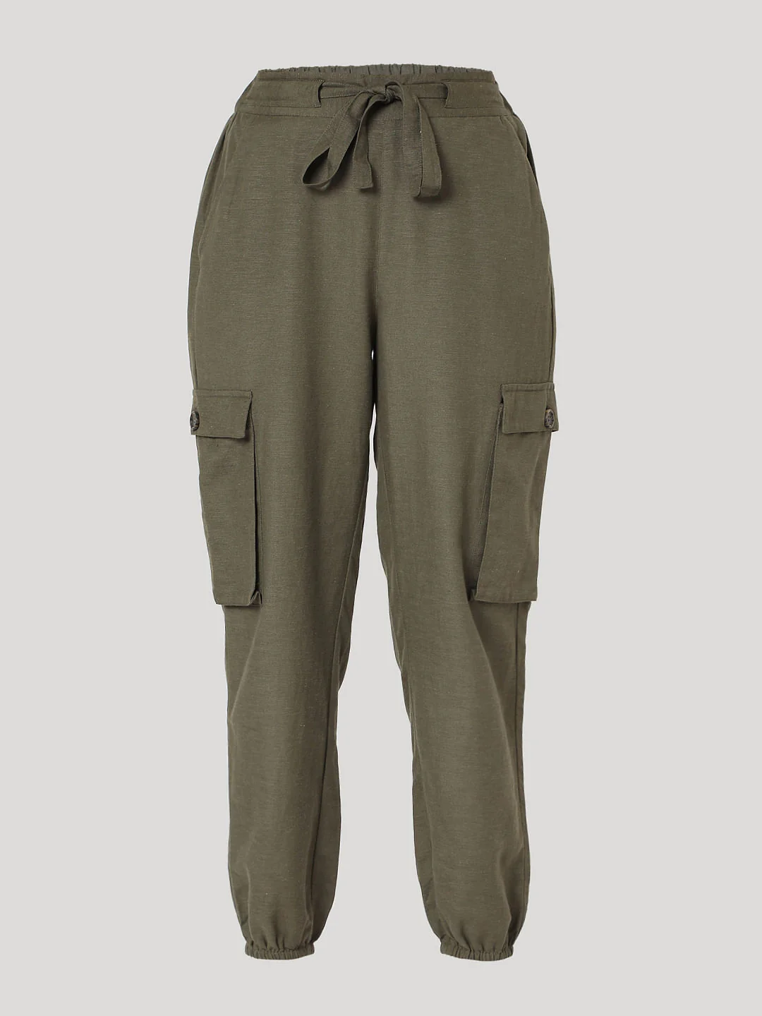 Green High Rise Tie Up Pants - Image 7