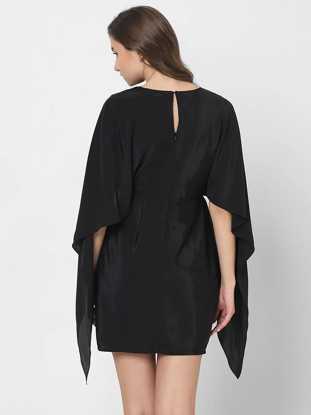 Black Satin Fit & Flare Dress - Image 4