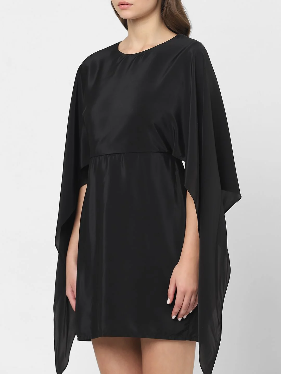 Black Satin Fit & Flare Dress - Image 6