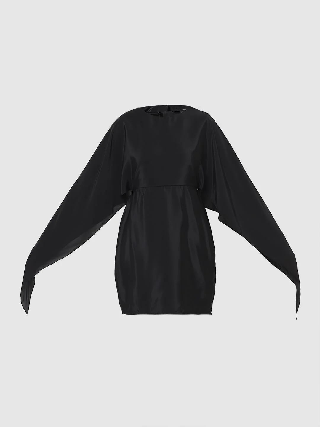 Black Satin Fit & Flare Dress - Image 7