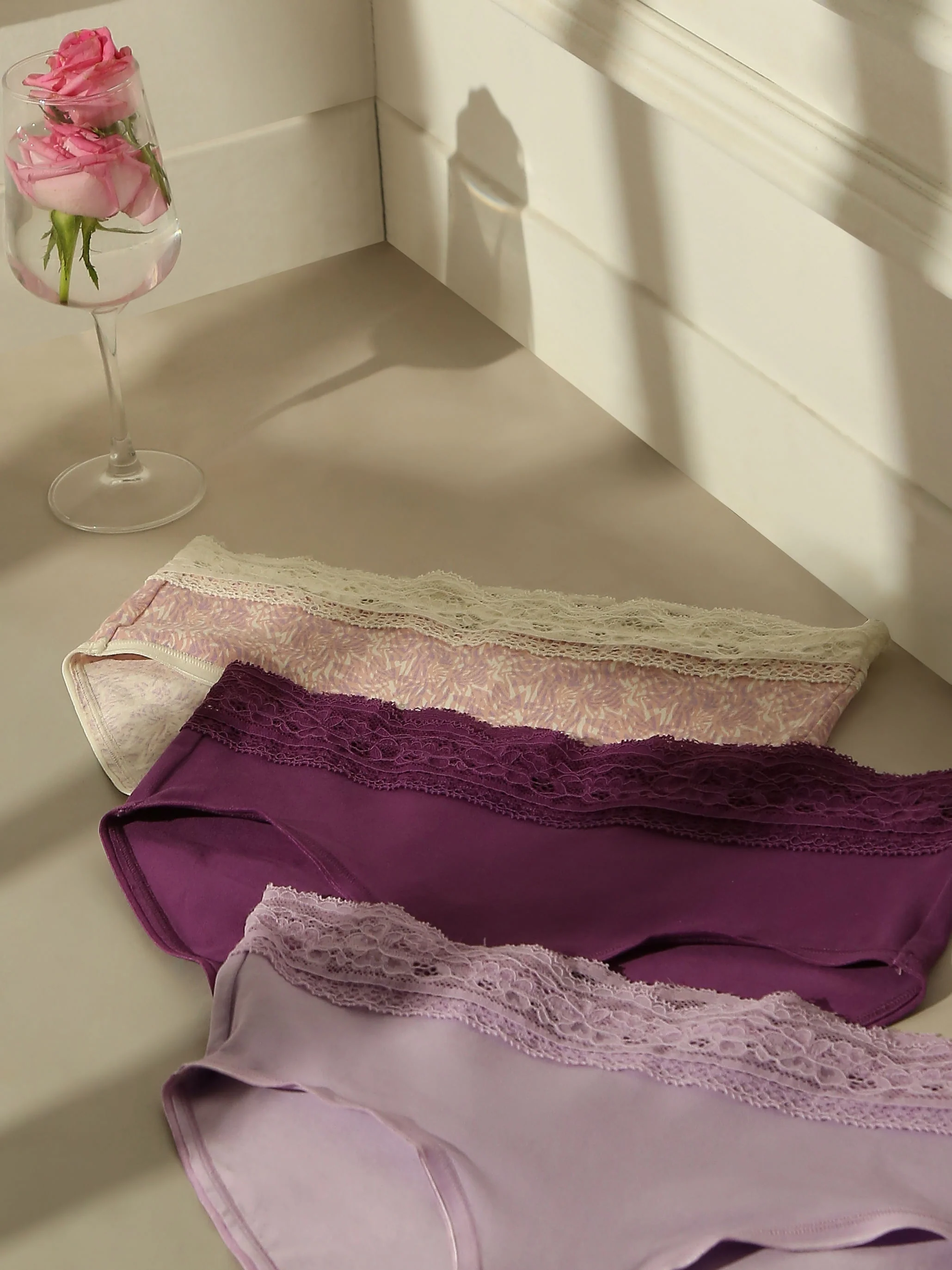 Intimates Pack Of 3 Lace Trim Midi Briefs