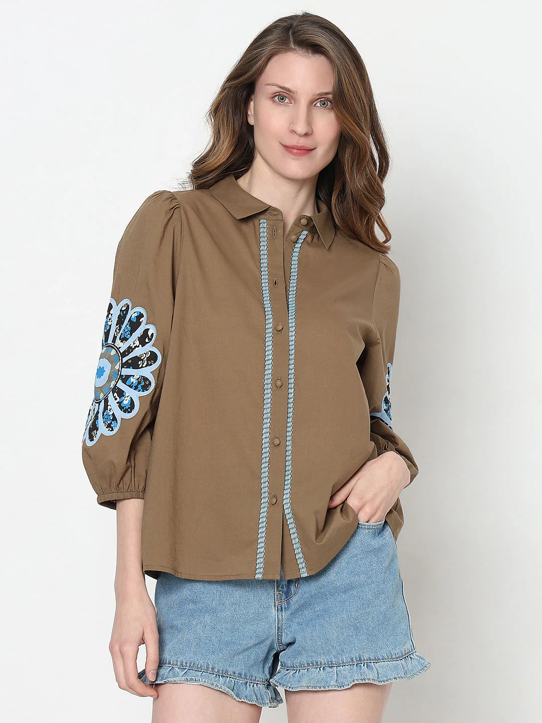 Brown Embroidered Shirt - Image 2