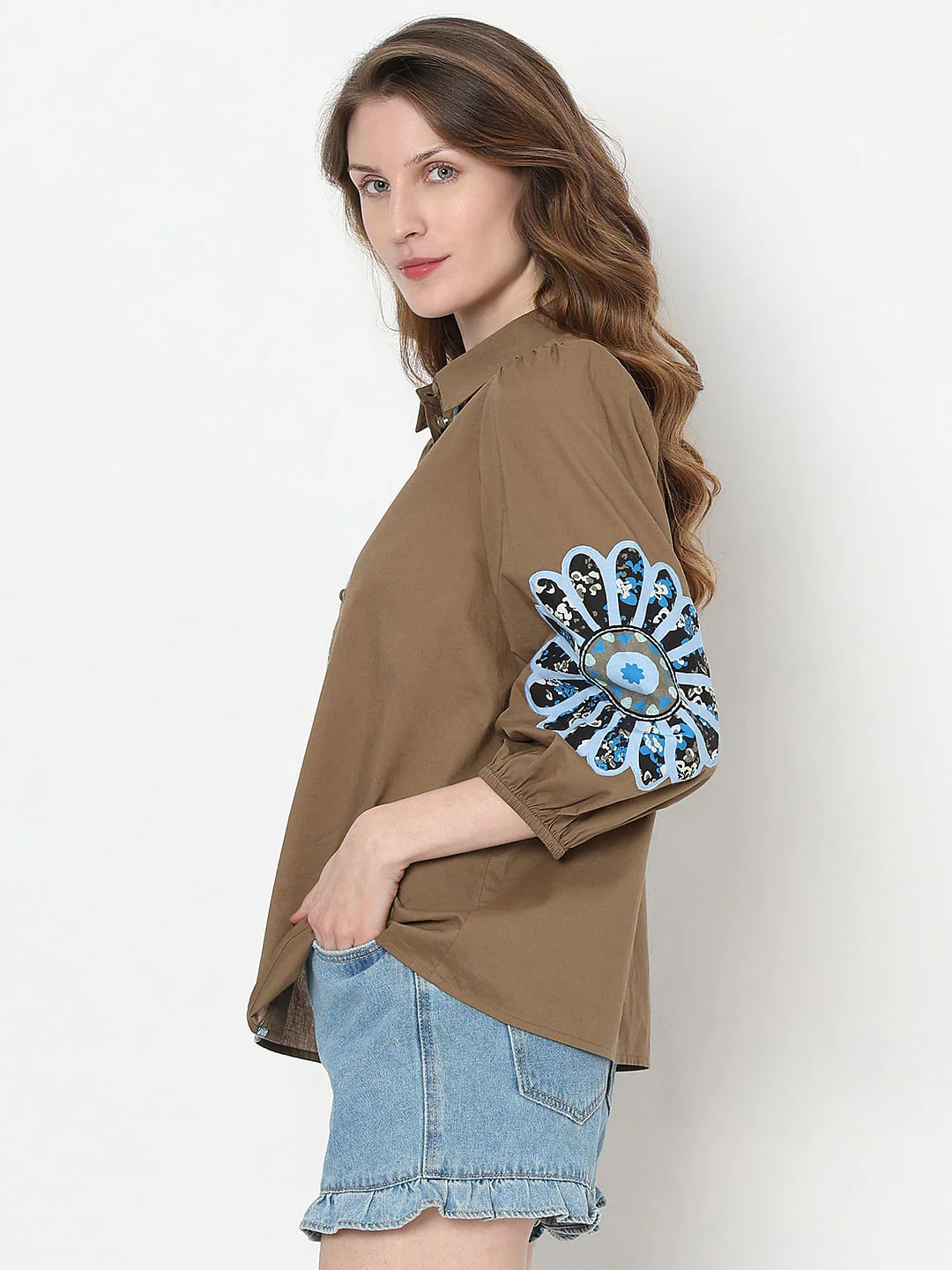 Brown Embroidered Shirt - Image 3