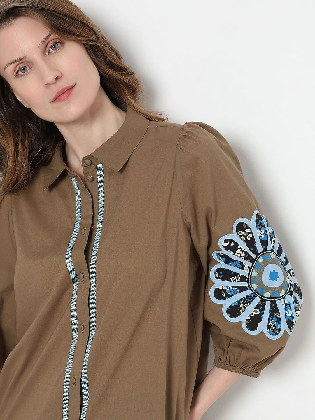 Brown Embroidered Shirt - Image 6