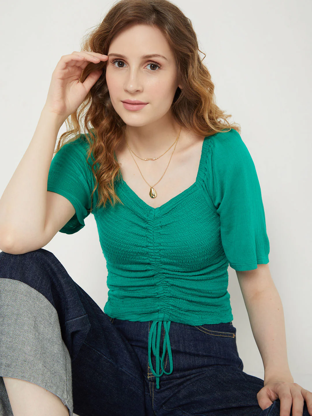 Green Ruched Top