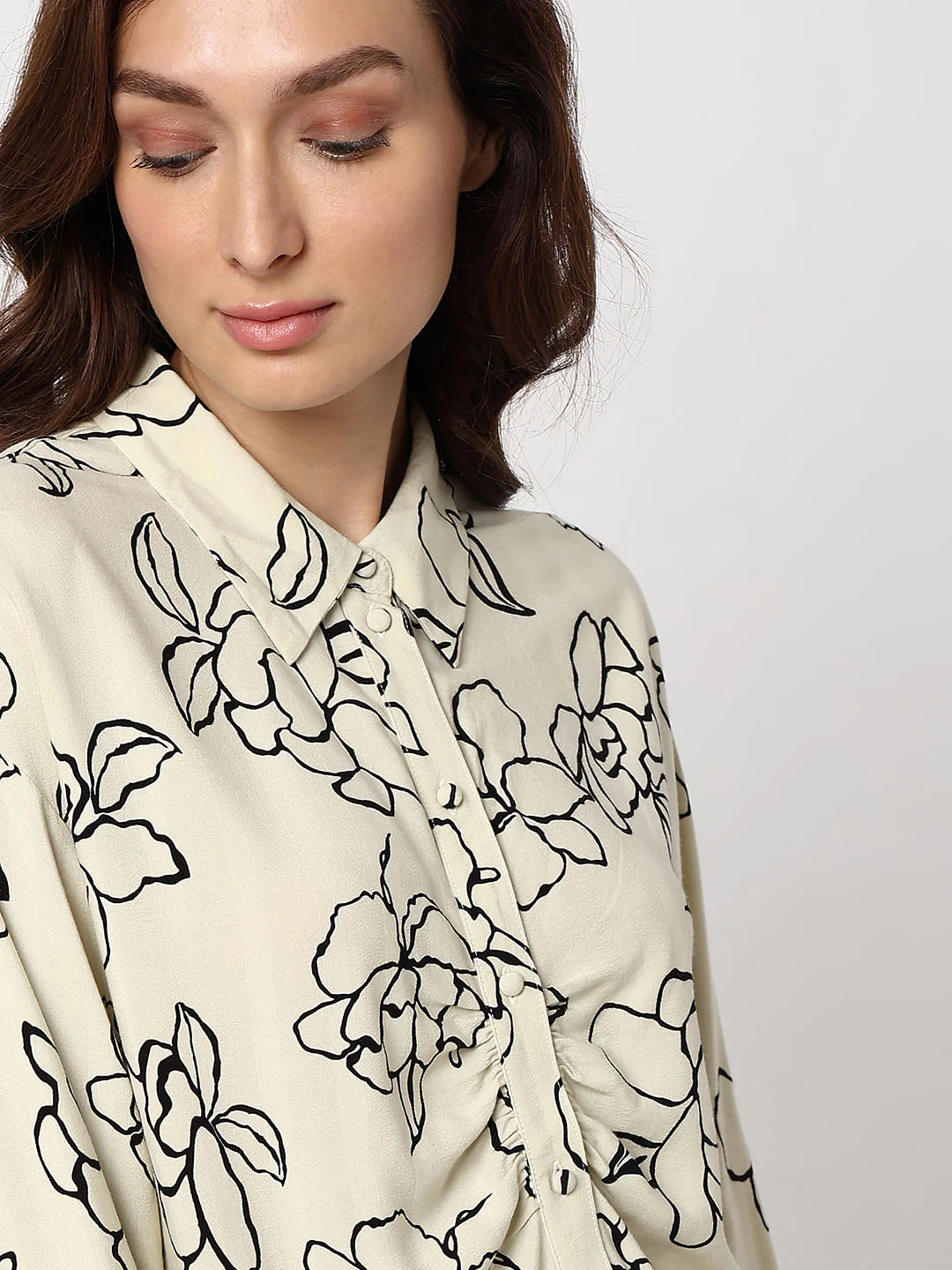 White Floral Print Regular Fit Shirt - Image 6