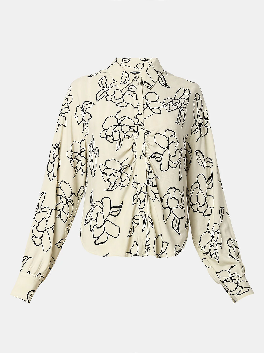 White Floral Print Regular Fit Shirt - Image 7