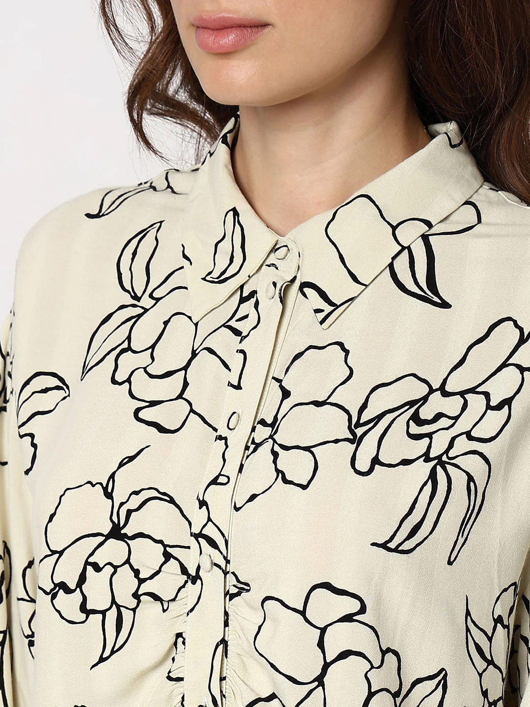 White Floral Print Regular Fit Shirt - Image 8