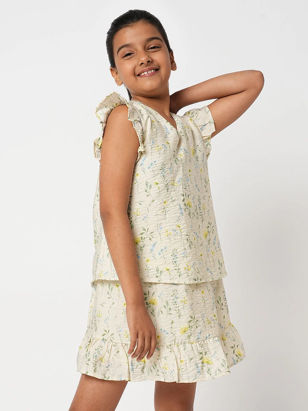 Beige Floral Co-Ord Set Top - Image 2
