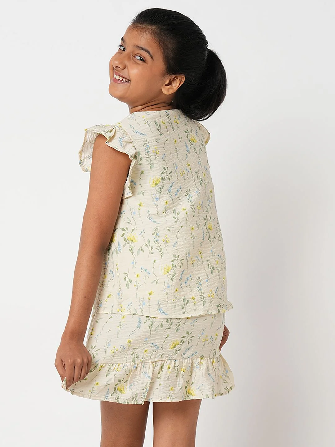 Beige Floral Co-Ord Set Top - Image 3