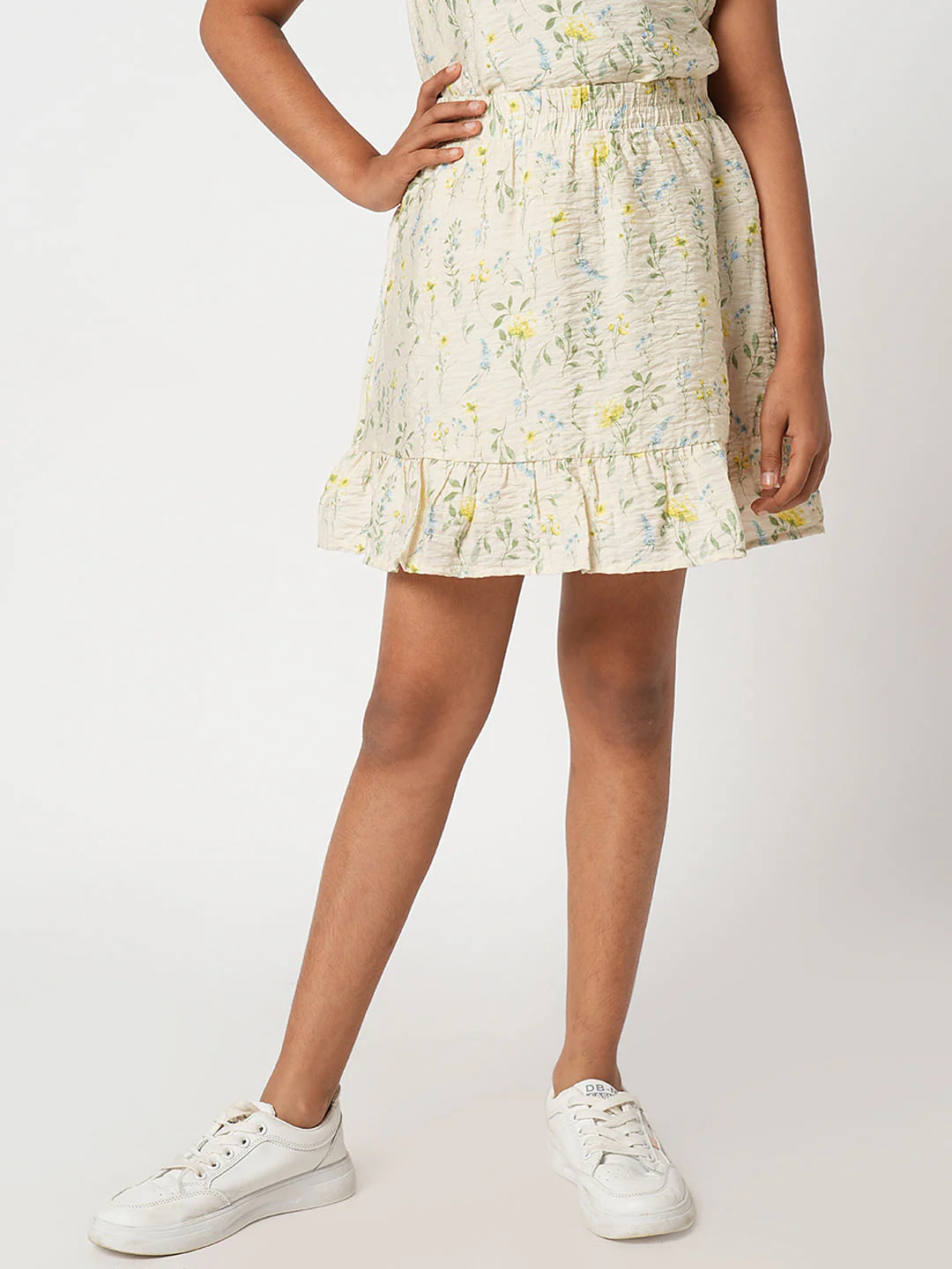 Beige Floral Co-Ord Set Skirt