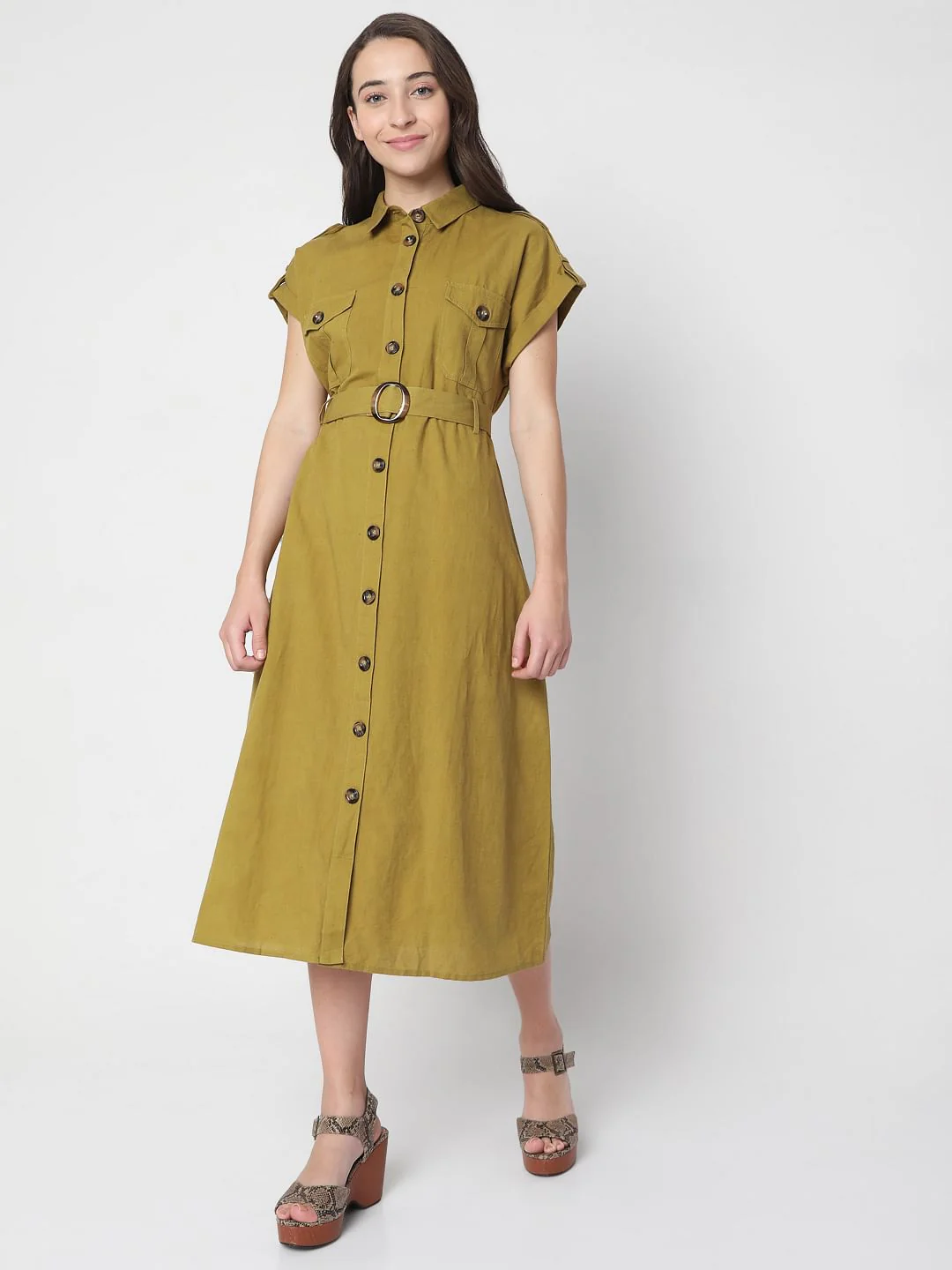 Brown Shirt Dress - Image 2