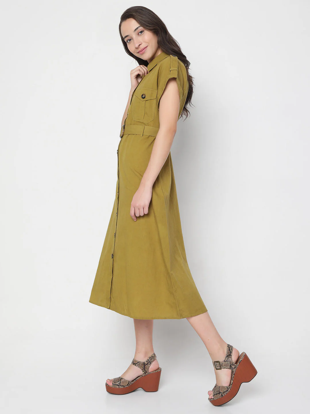 Brown Shirt Dress - Image 3
