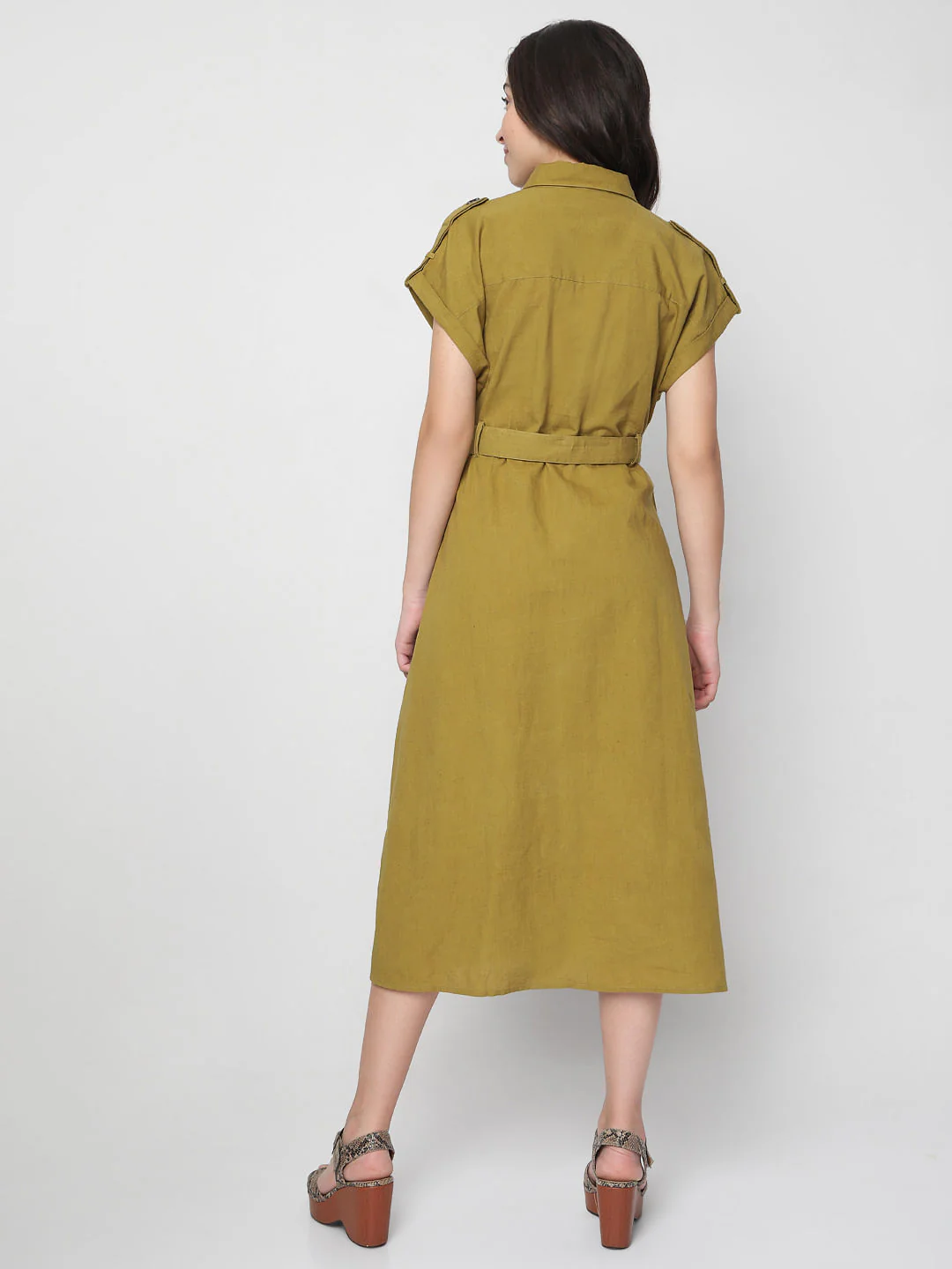 Brown Shirt Dress - Image 4