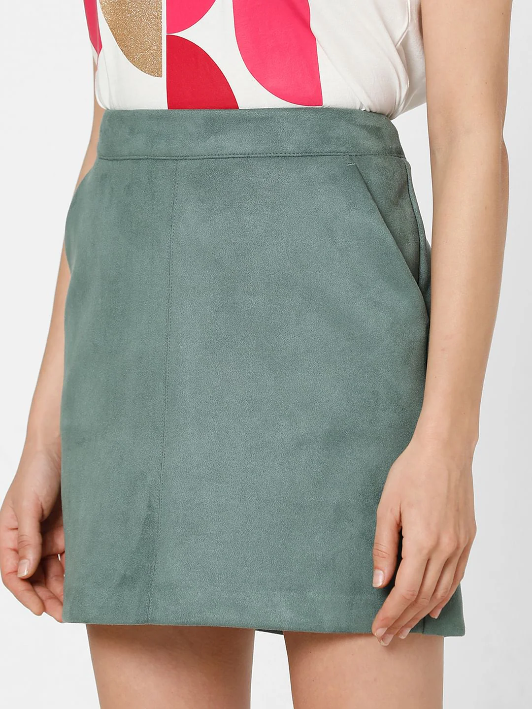 Green Faux Suede Mini Skirt - Image 8