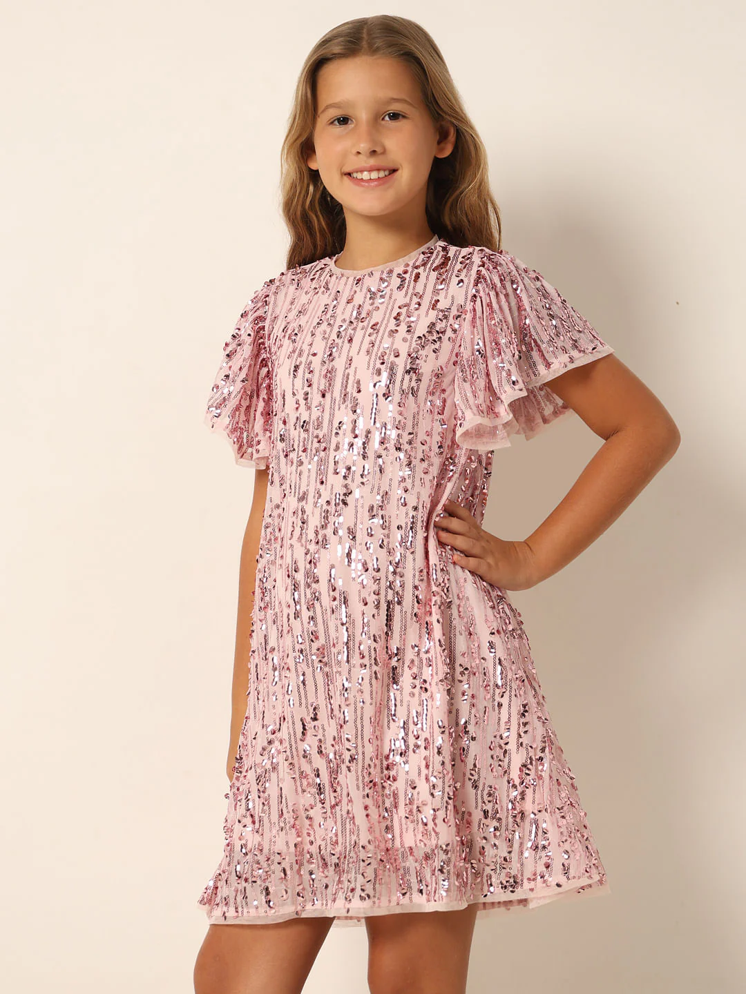 Pink Sequin Detail Shift Dress - Image 2