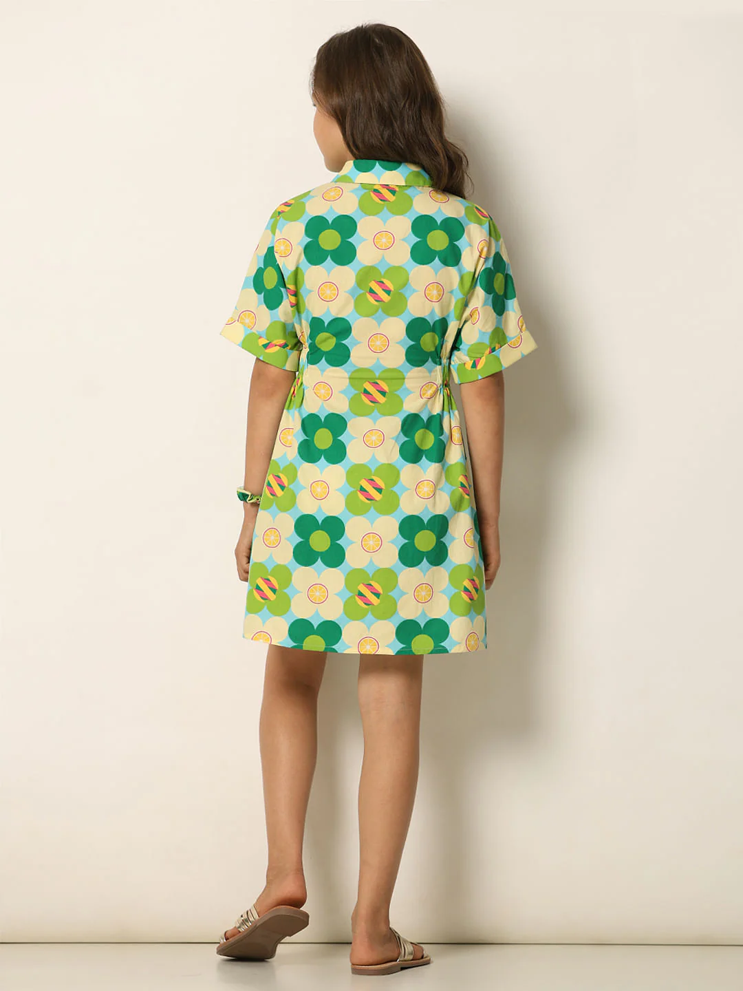 Green Printed Shirt Dress - Image 3