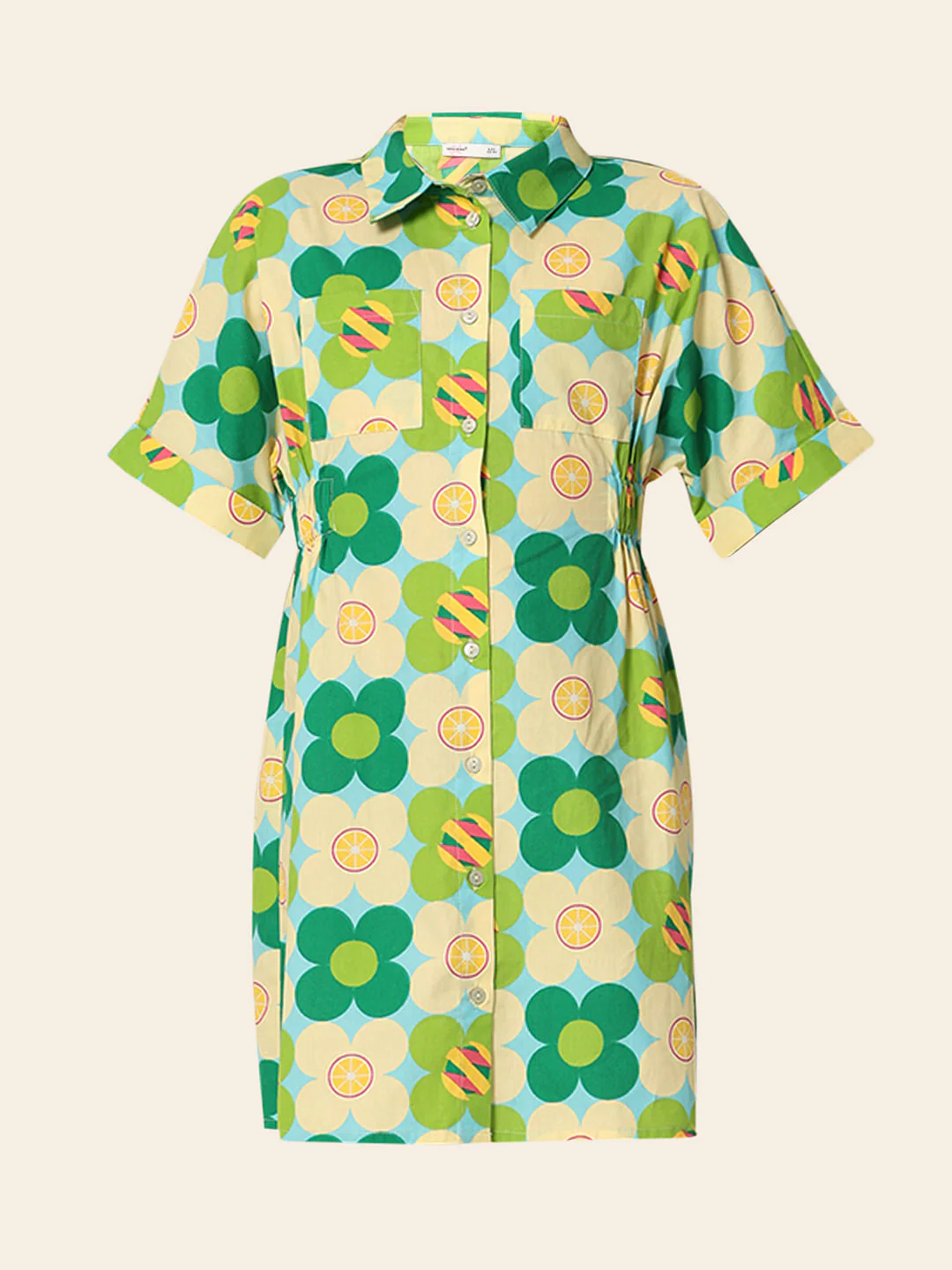Green Printed Shirt Dress - Image 6