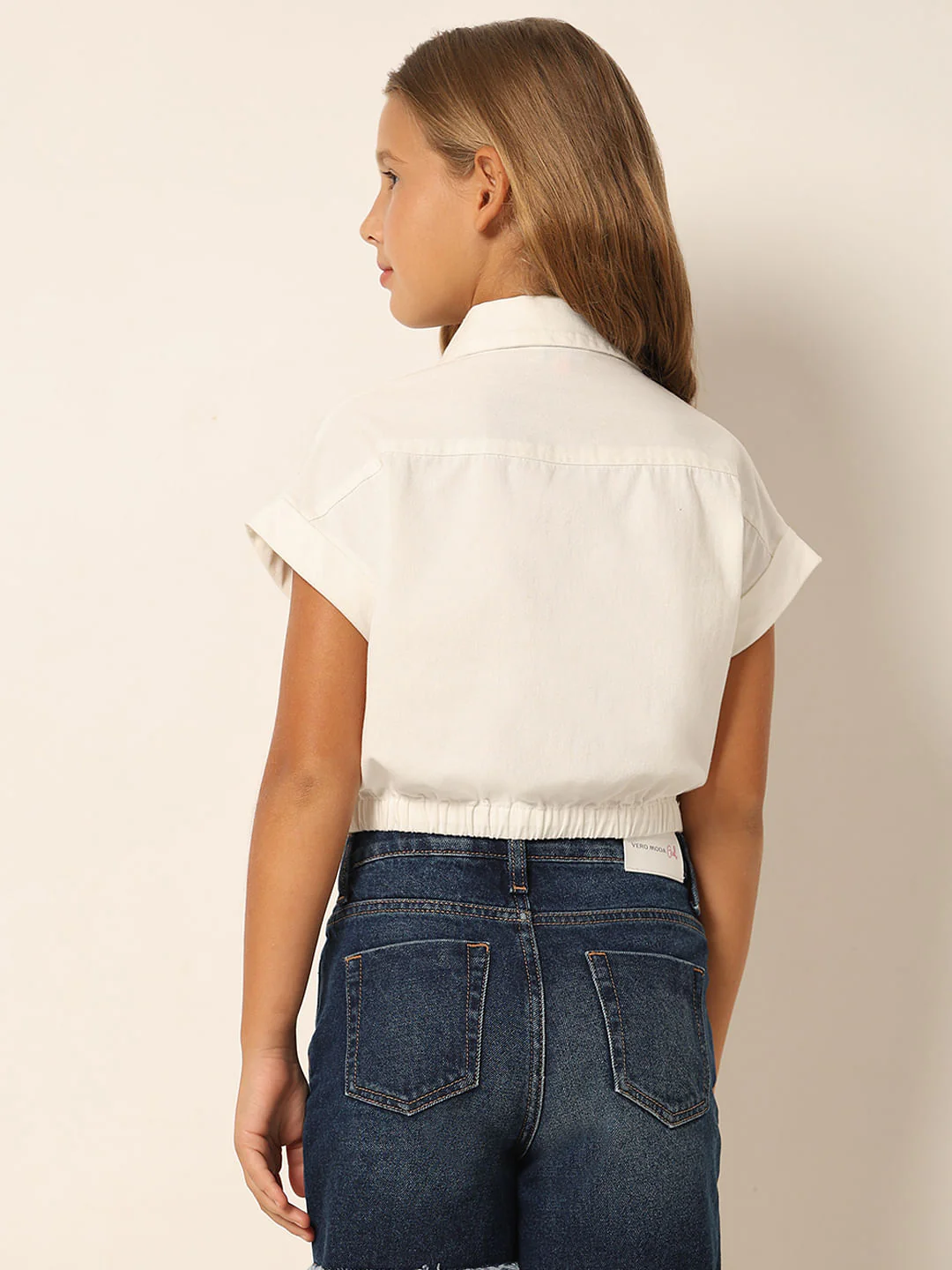 White Crochet Flower Detail Shirt - Image 3