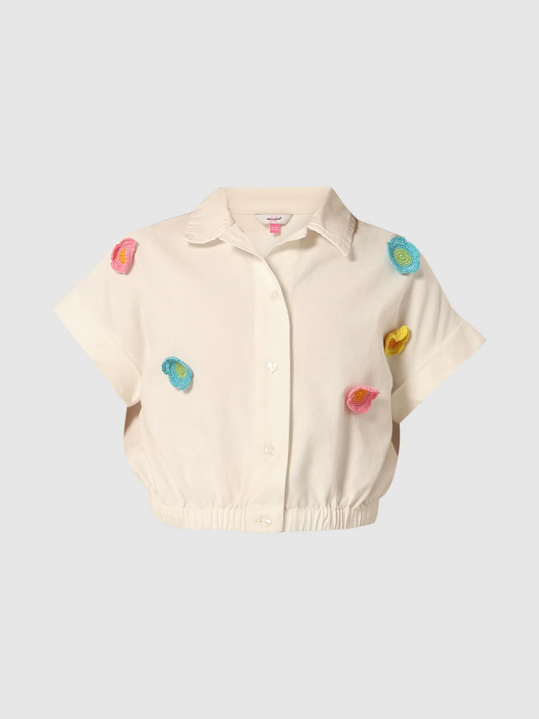 White Crochet Flower Detail Shirt - Image 6