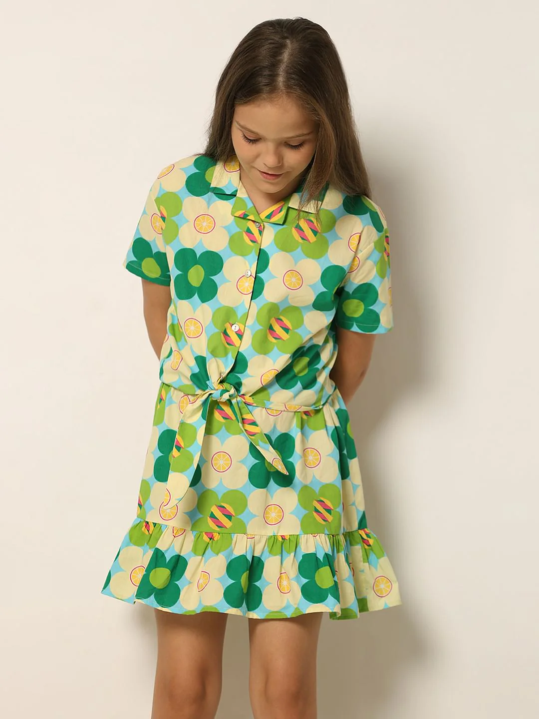 Green Floral Co-Ord Set Shirt - Image 2