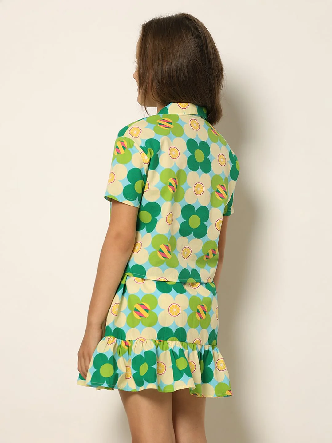 Green Floral Co-Ord Set Shirt - Image 3