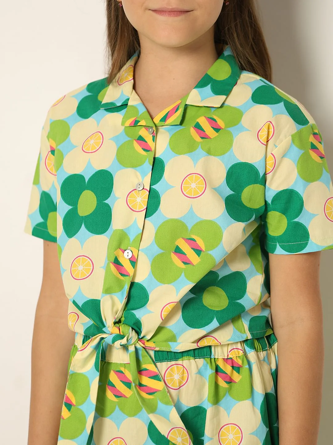 Green Floral Co-Ord Set Shirt - Image 4