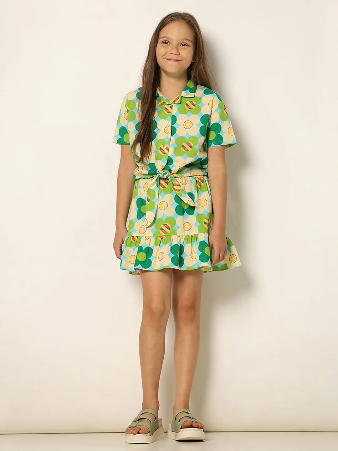 Green Floral Co-Ord Set Shirt - Image 5