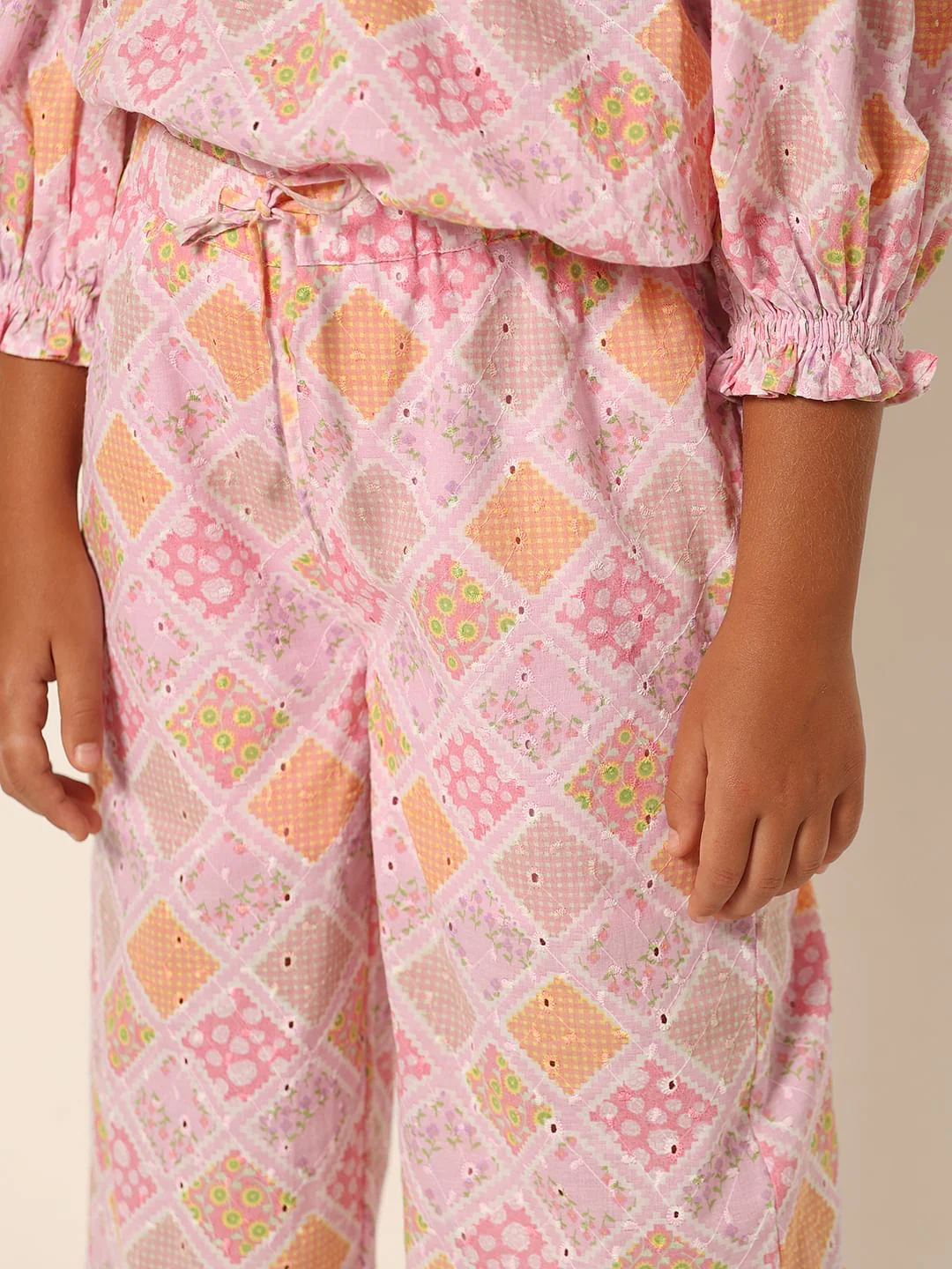 Girls Pink Schiffli Co-Ord Set Pants - Image 4