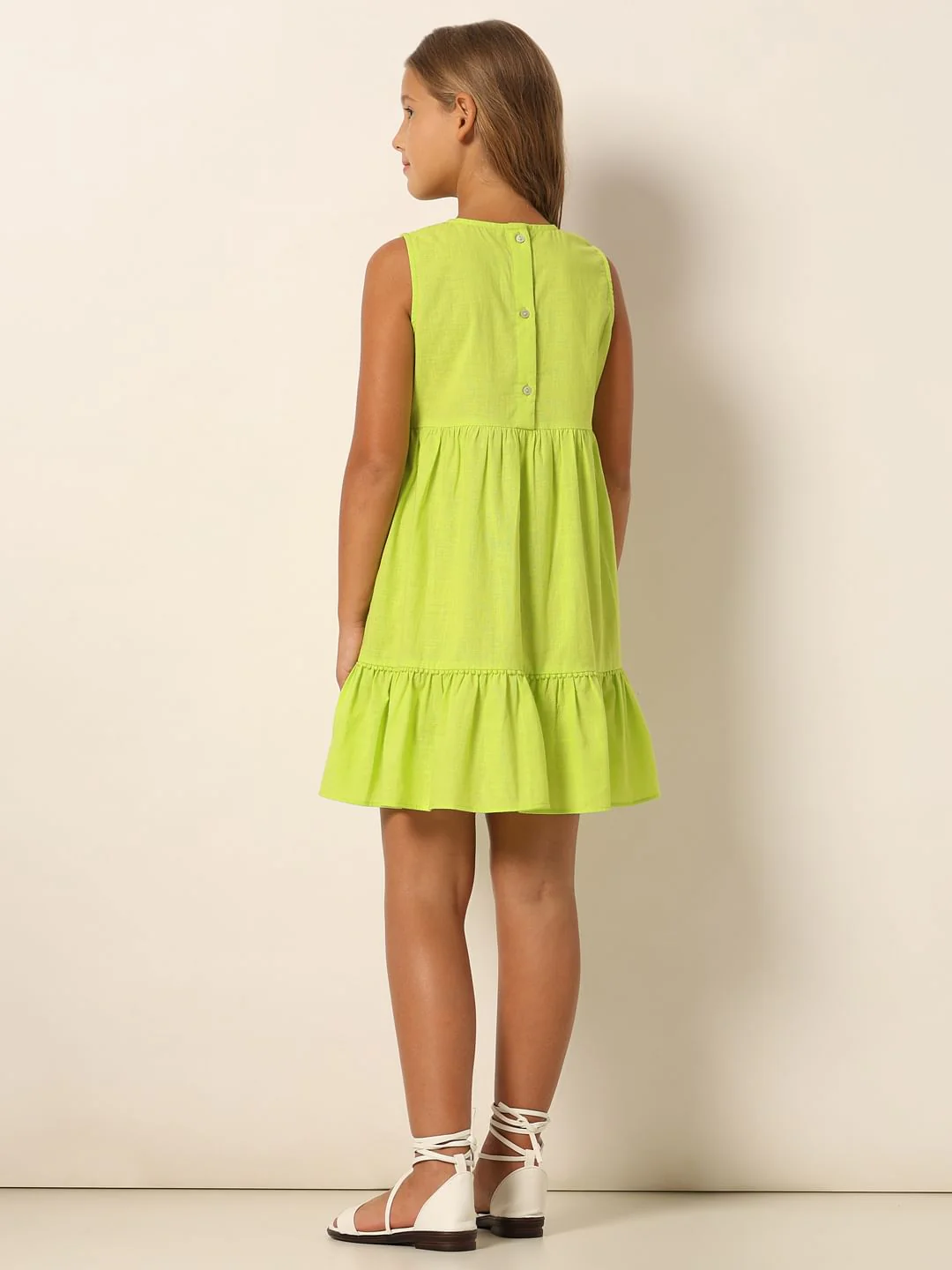 Green Crochet Detail Fit & Flare Dress - Image 3