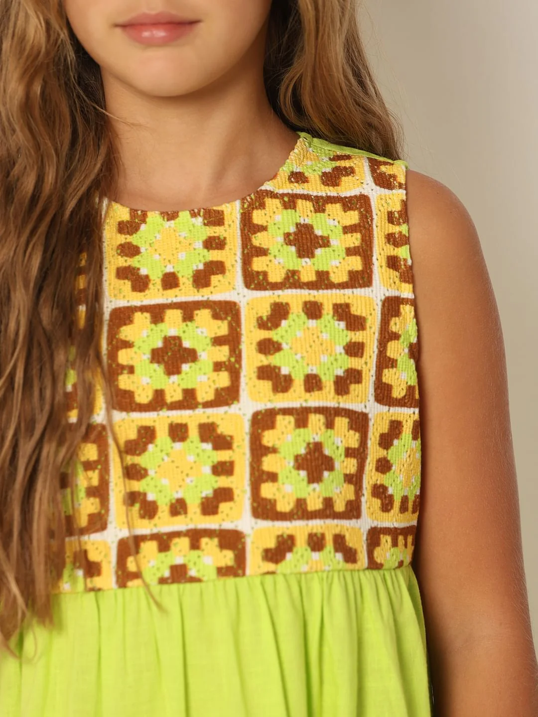 Green Crochet Detail Fit & Flare Dress - Image 4