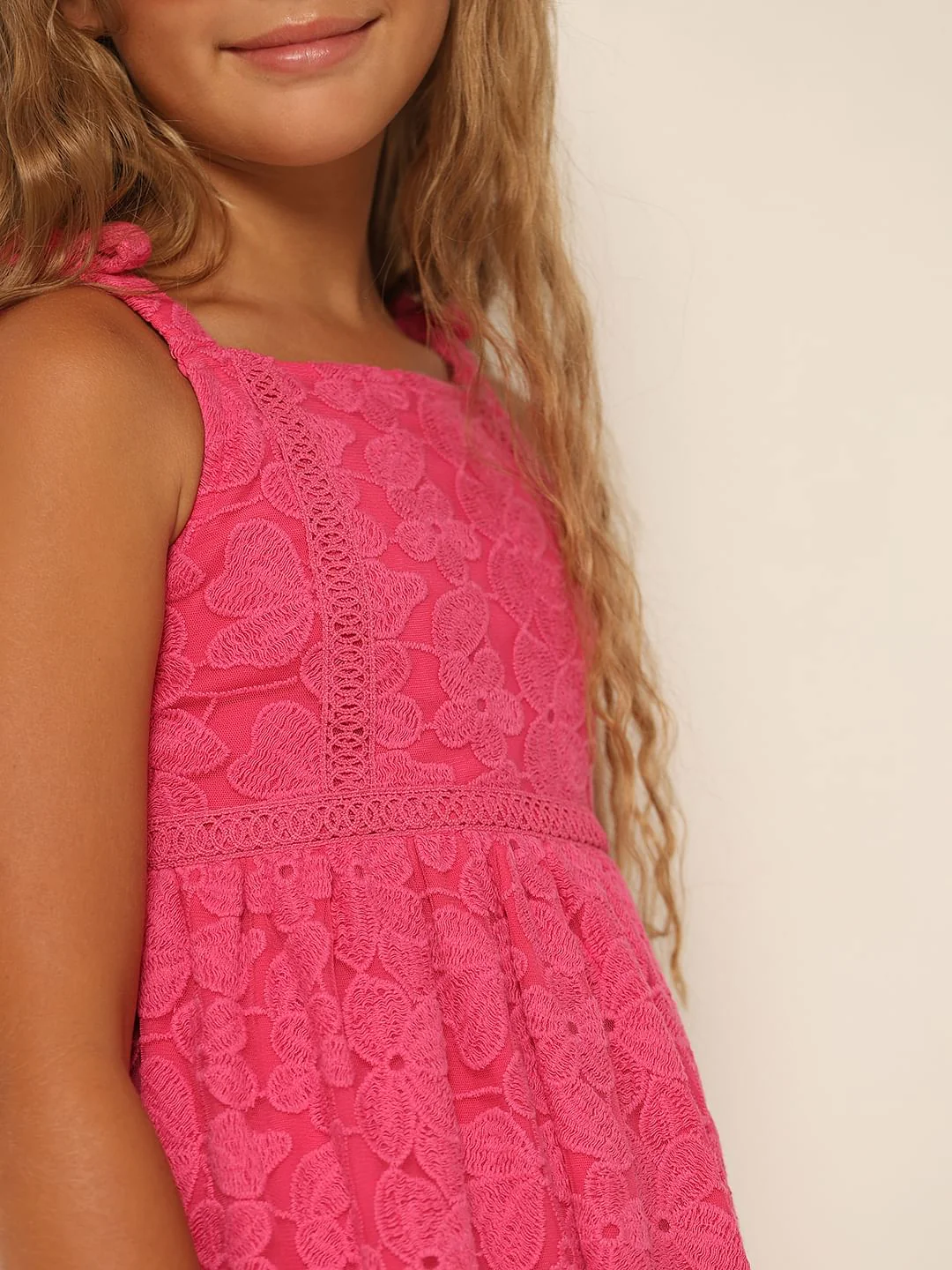 Girls Pink Lace Fit & Flare Dress - Image 4
